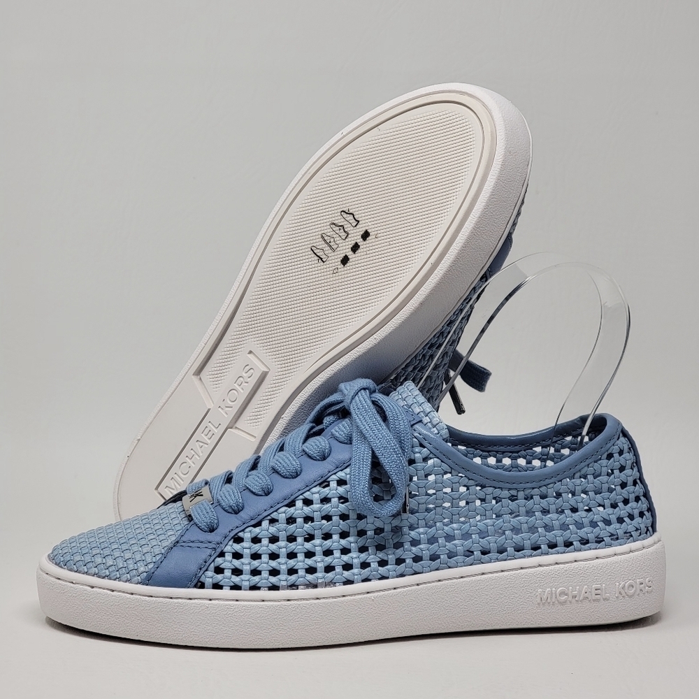 MICHAEL Michael Kors Olivia Raffia Sneakers Women's Size 6.5M Blue Sneakers New